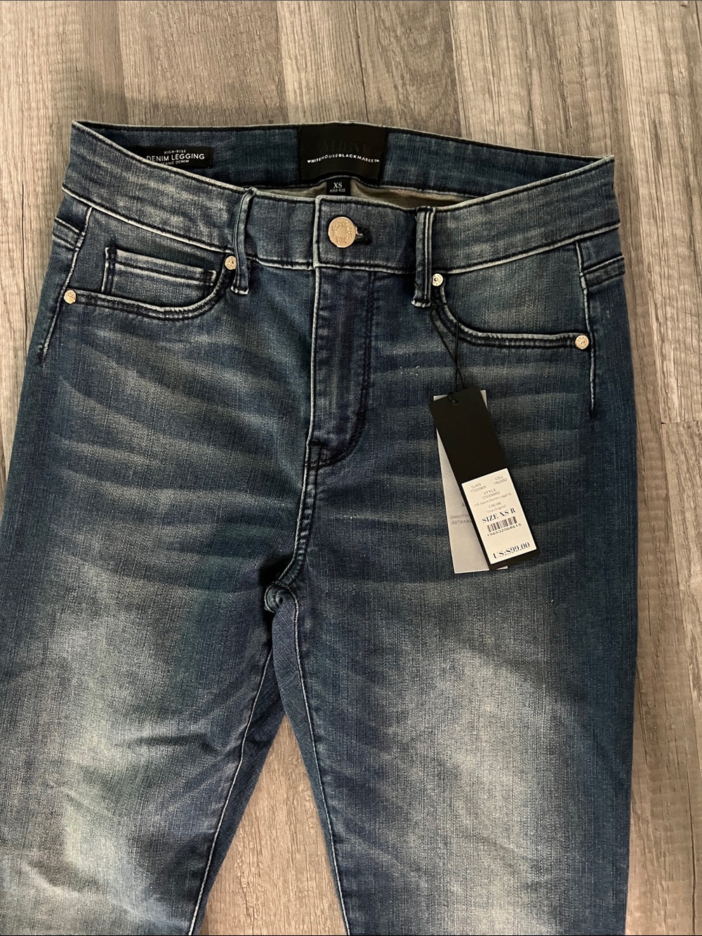 Women’s Denim Legging Jeans - Dark Wash Blue, XS - Picture 4 of 5